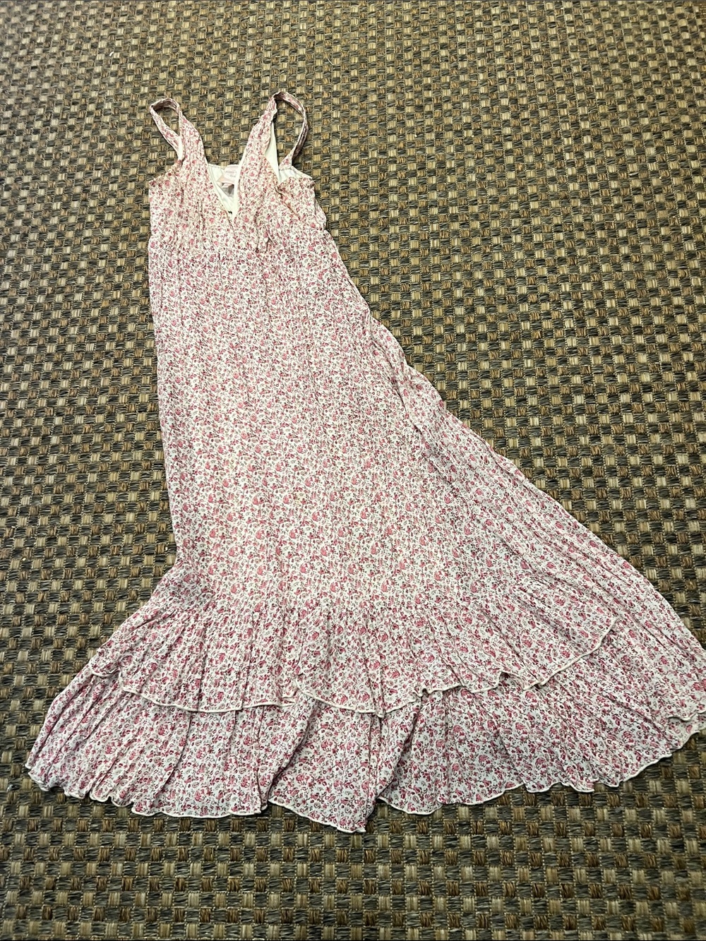 Romeo & Juliet Couture Cream Dress with Pink Floral Print medium